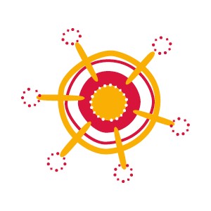Aboriginal art work designed by an Aboriginal graphic designer, Charmaine Mumbulla